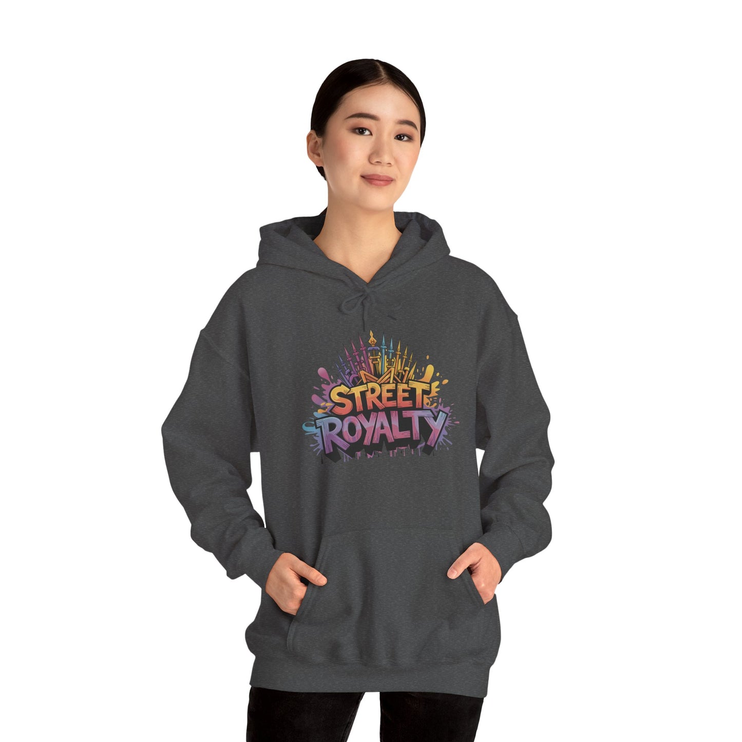 Street Royalty Women's Hoodie, Graffiti Crown Graphic Pullover, Urban Streetwear Sweatshirt for Girls
