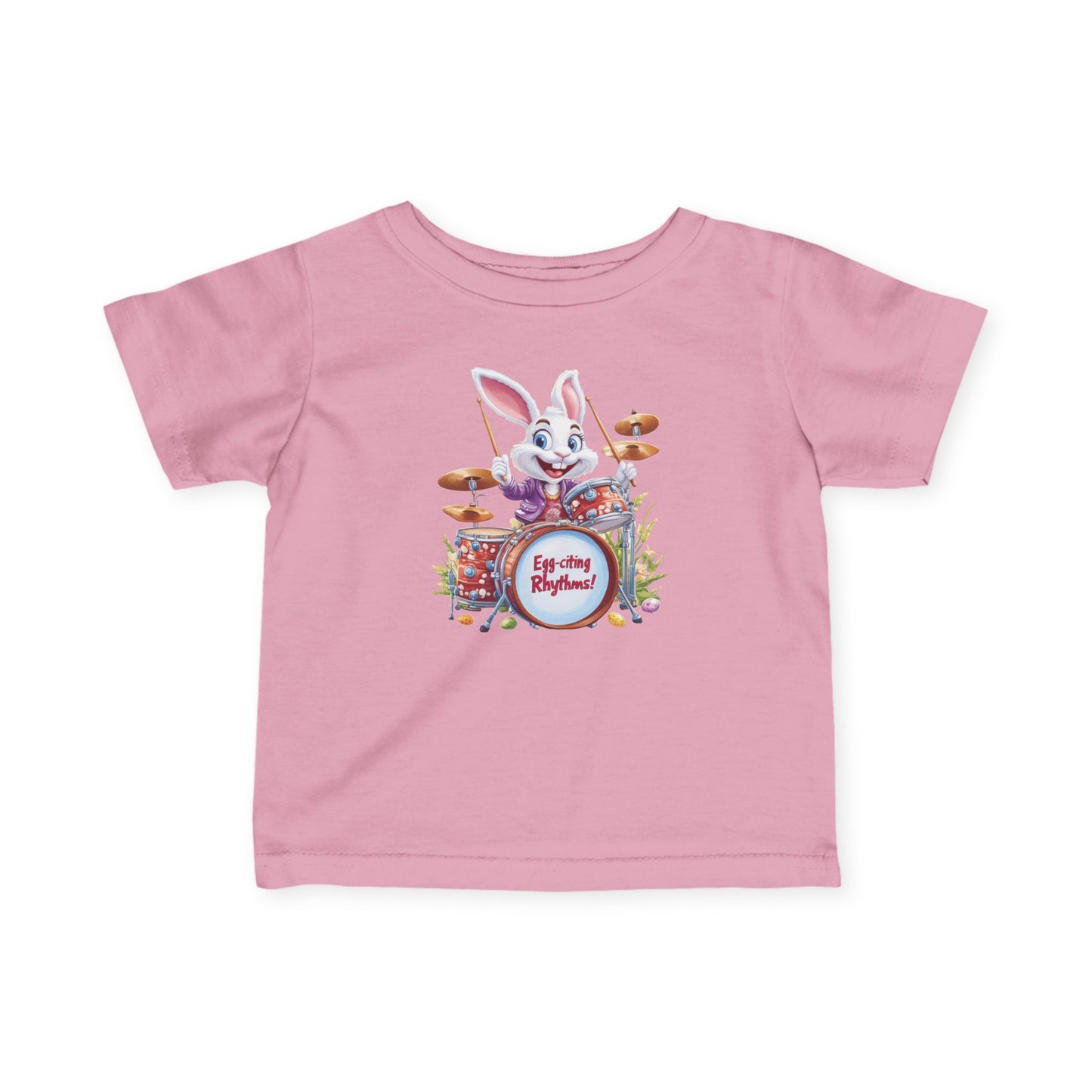 Baby Easter Bunny Drummer Tee - Cute Infant Music Shirt for 6-24 Months, Fun Spring Gift for Babies, Adorable Bunny Playing Drums