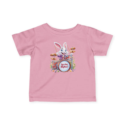 Baby Easter Bunny Drummer Tee - Cute Infant Music Shirt for 6-24 Months, Fun Spring Gift for Babies, Adorable Bunny Playing Drums