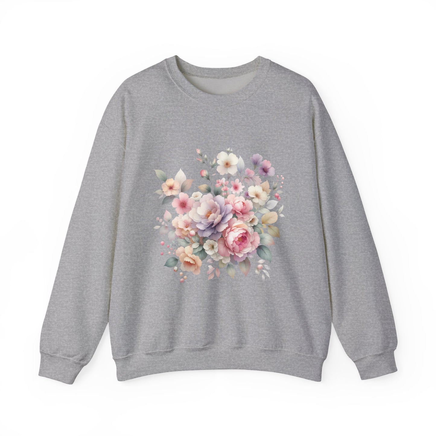 Floral Crewneck Sweatshirt, Cozy Floral Sweatshirt for Spring, Gift for Her, Women's Floral Top, Pastel Floral Sweatshirt