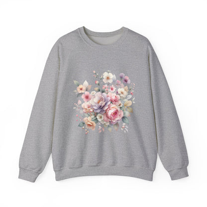 Floral Crewneck Sweatshirt, Cozy Floral Sweatshirt for Spring, Gift for Her, Women's Floral Top, Pastel Floral Sweatshirt