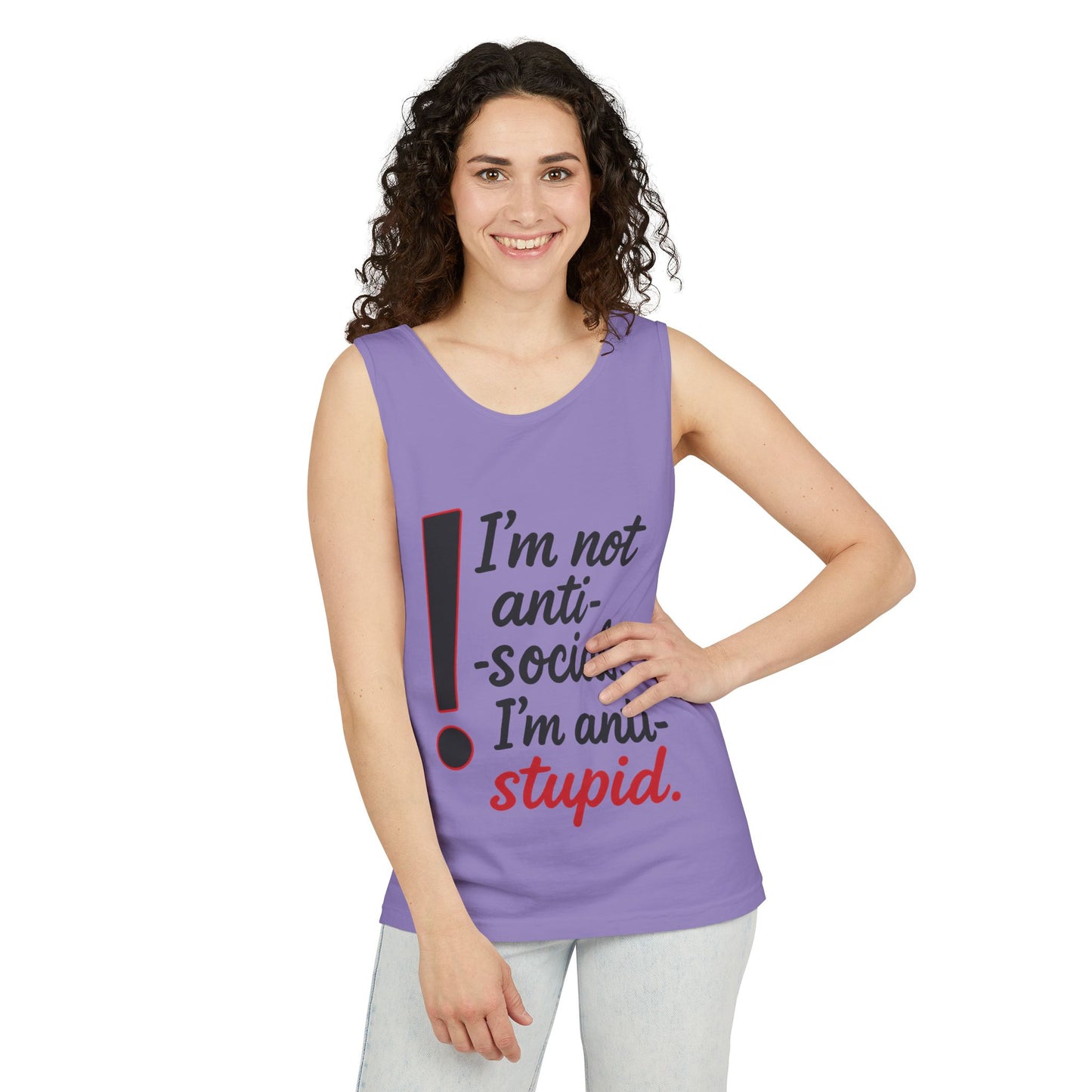 Anti-Social Womens Tank Top, Funny Graphic Summer Apparel, Beachwear, Humorous Womens Tee, Graphic Tee for Introverts & Thinkers