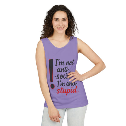 Anti-Social Womens Tank Top, Funny Graphic Summer Apparel, Beachwear, Humorous Womens Tee, Graphic Tee for Introverts & Thinkers