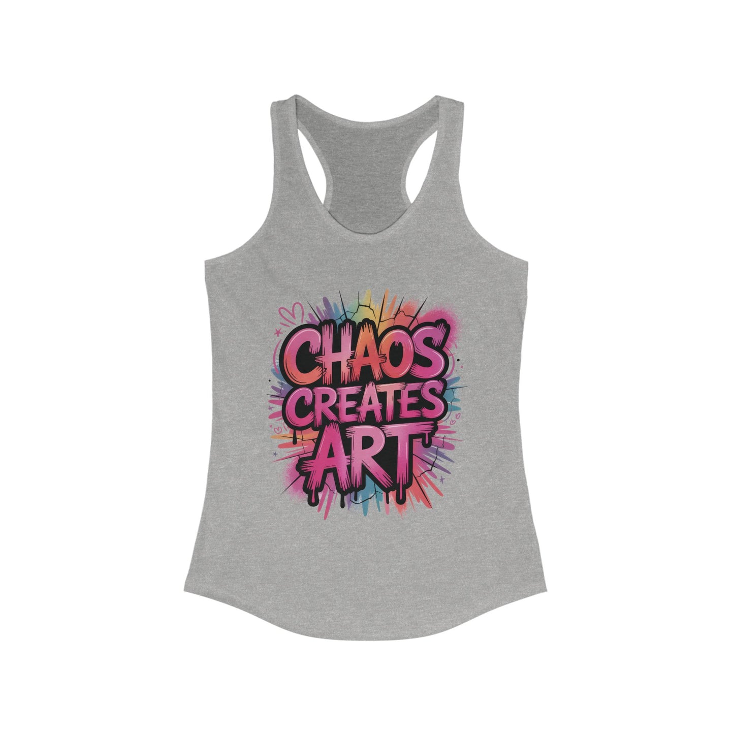 Women's Ideal Racerback Tank, Chaos Creates Art Colorful Graffiti Women's Tank Top