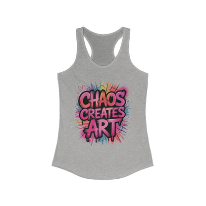 Women's Ideal Racerback Tank, Chaos Creates Art Colorful Graffiti Women's Tank Top