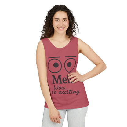 Womens Funny Graphic Tank Top with 'Meh. Wow... so exciting' Quote, Casual Wear, Summer Apparel, Gift for Friends, Humor Tank