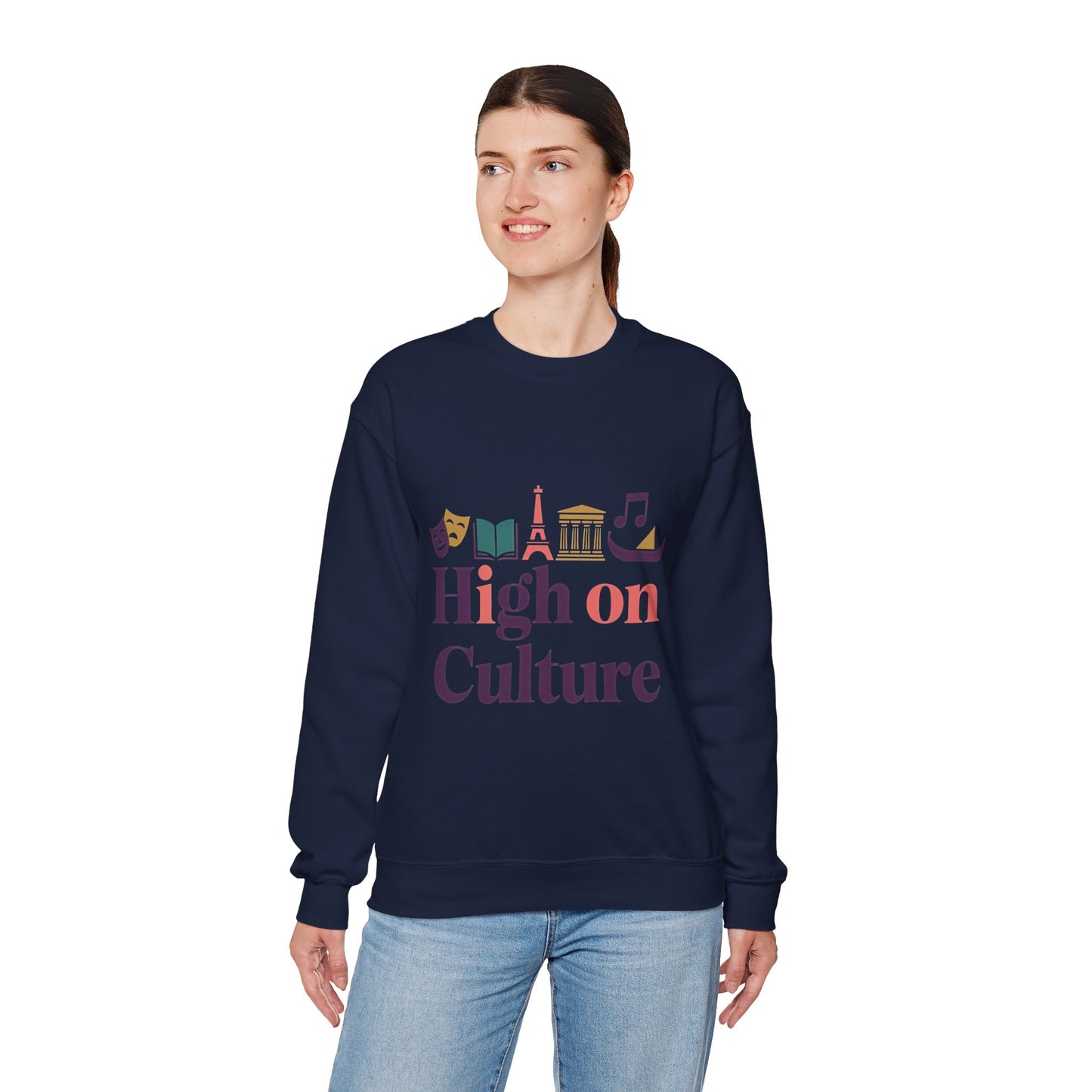 Womens Heavy Blend™ Crewneck Sweatshirt, High on Culture Womens Sweatshirt, Stylish Cultural Graphic Top