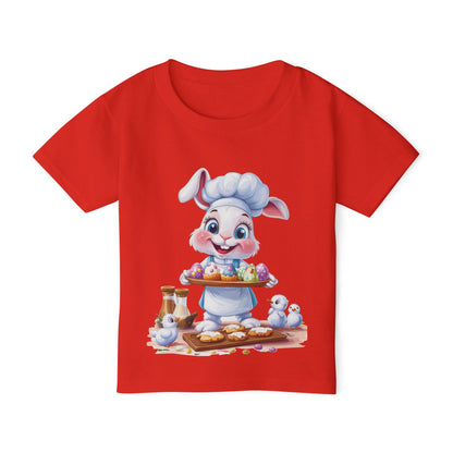 Easter Bunny Chef Toddler T-Shirt - Cute Spring Baking Shirt with Colorful Eggs - Cotton Easter Tee for Kids, Easter Toddler Gift