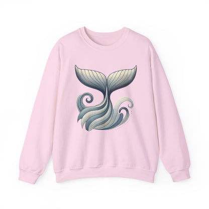 Whale Tail Ocean Sweatshirt, Unisex Heavy Blend Crewneck Sweatshirt, Nautical Coastal Sea Life Gift for Beach Lovers, Gift for Ocean Lovers