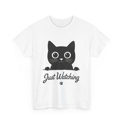 Cute Black Cat Shirt for Women - Just Watching Minimalist Kitty Tee - Funny Cat Lover Gift, Funny Pet Lover Gift, Animal Lover Tee