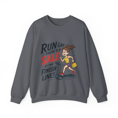 Run Like Theres a SALE at the Finish Line! Womens Sweatshirt, Funny Shopping Pullover, Treadmill Runner Gift for Her, Sale Humor Tee