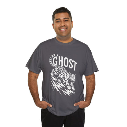 Ghost Leopard Graphic Tee, Mens T-Shirt, Casual Wear, Animal Print Top, Gift for Cat Lovers, Halloween Outfit