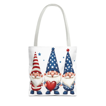 Patriotic Gnome Tote Bag, Stars and Stripes Reusable Grocery Bag, Cute Gnome Summer Bag, Holiday Gift Tote, Eco-Friendly Shopping Bag