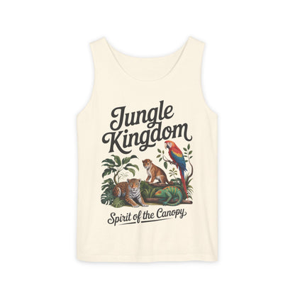 Jungle Kingdom Tank Top, Womens Garment-Dyed Sleeveless Shirt, Spirit of the Canopy Tee, Summer Outfit, Eco-Friendly Casual Wear