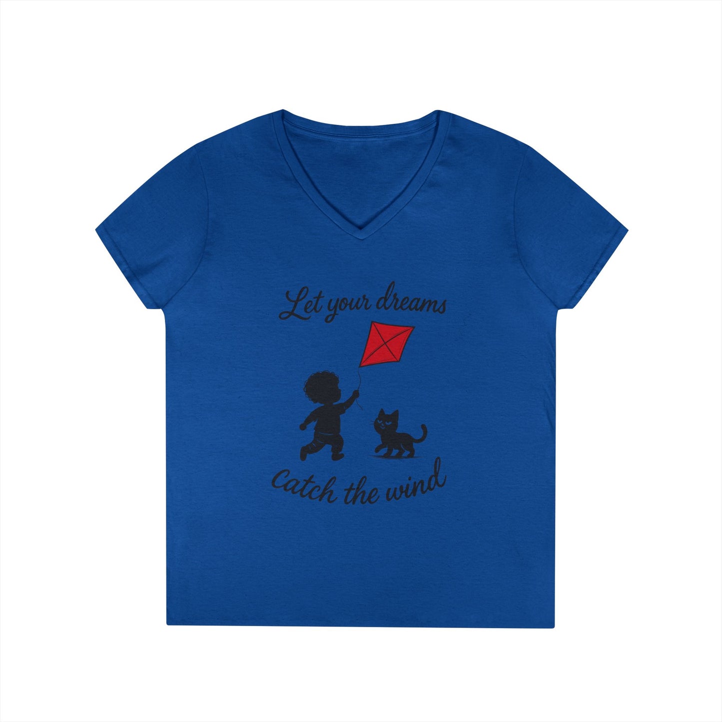 Cat Lover Girls' V-Neck T-Shirt, Gift for Birthday, Cat Lover T-Shirt, Cat Mom Gift, Gift for Kids and Animal Lovers