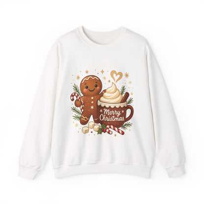 Women's Gingerbread - Hot Cocoa Christmas Sweatshirt,  Cozy Holiday Pullover, Women's Heavy Blend™ Crewneck Sweatshirt