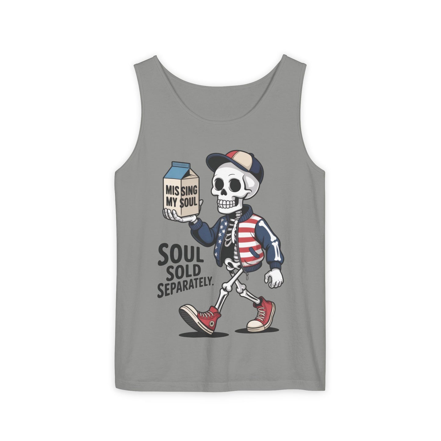Funny Skeleton Tank Top, Soul Sold Separately Muscle Tee, Missing My Soul Graphic Shirt, Gothic Streetwear Workout Top
