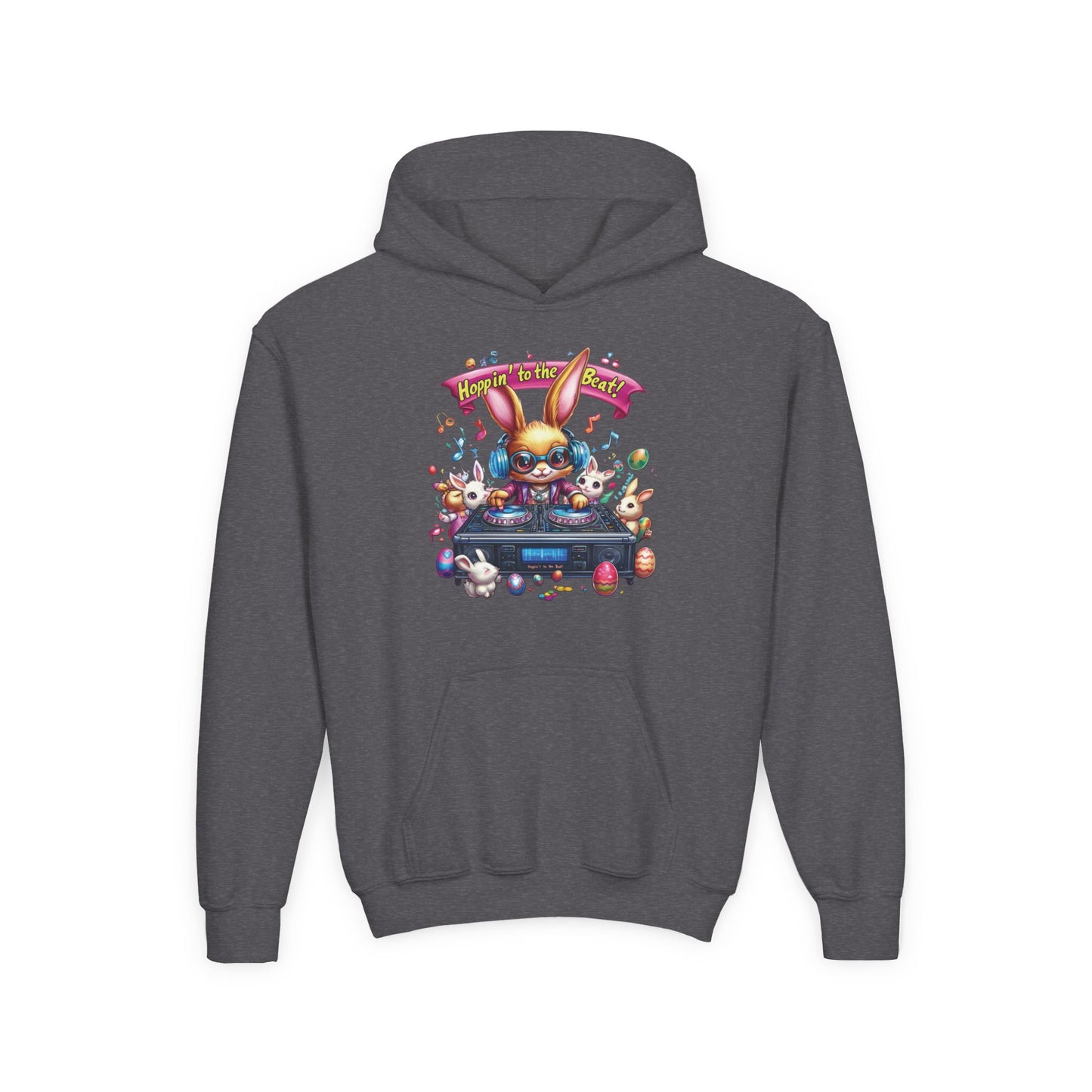 DJ Bunny Easter Hoodie for Kids - Fun Music Bunny Graphic, Hoppin' to the Beat Design, Cool Spring Sweatshirt, Easter Gift for Youth