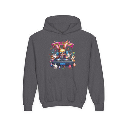 DJ Bunny Easter Hoodie for Kids - Fun Music Bunny Graphic, Hoppin' to the Beat Design, Cool Spring Sweatshirt, Easter Gift for Youth