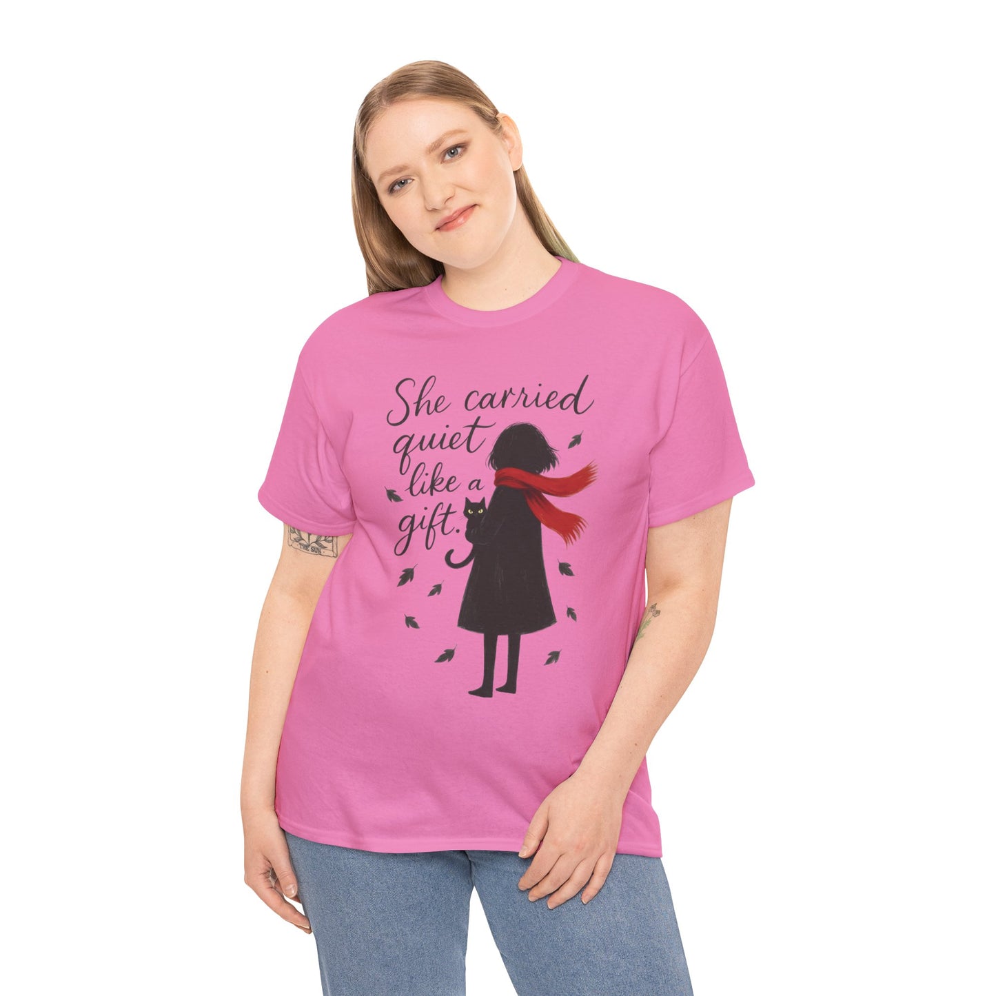 Cat Lover Womens T-Shirt, Whimsical Hand-Drawn Illustration Tee, Artistic Minimalist Gift for and Introverts, Cute Animal Apparel