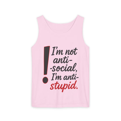 Anti-Social Womens Tank Top, Funny Graphic Summer Apparel, Beachwear, Humorous Womens Tee, Graphic Tee for Introverts & Thinkers