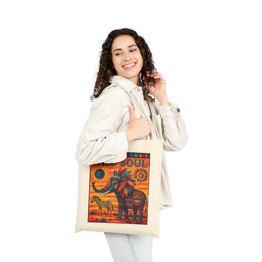 Wild Soul Elephant Tote Bag, Boho Canvas Bag, Eco-Friendly Reusable Shopping Tote, Perfect for Gifts & Everyday Use