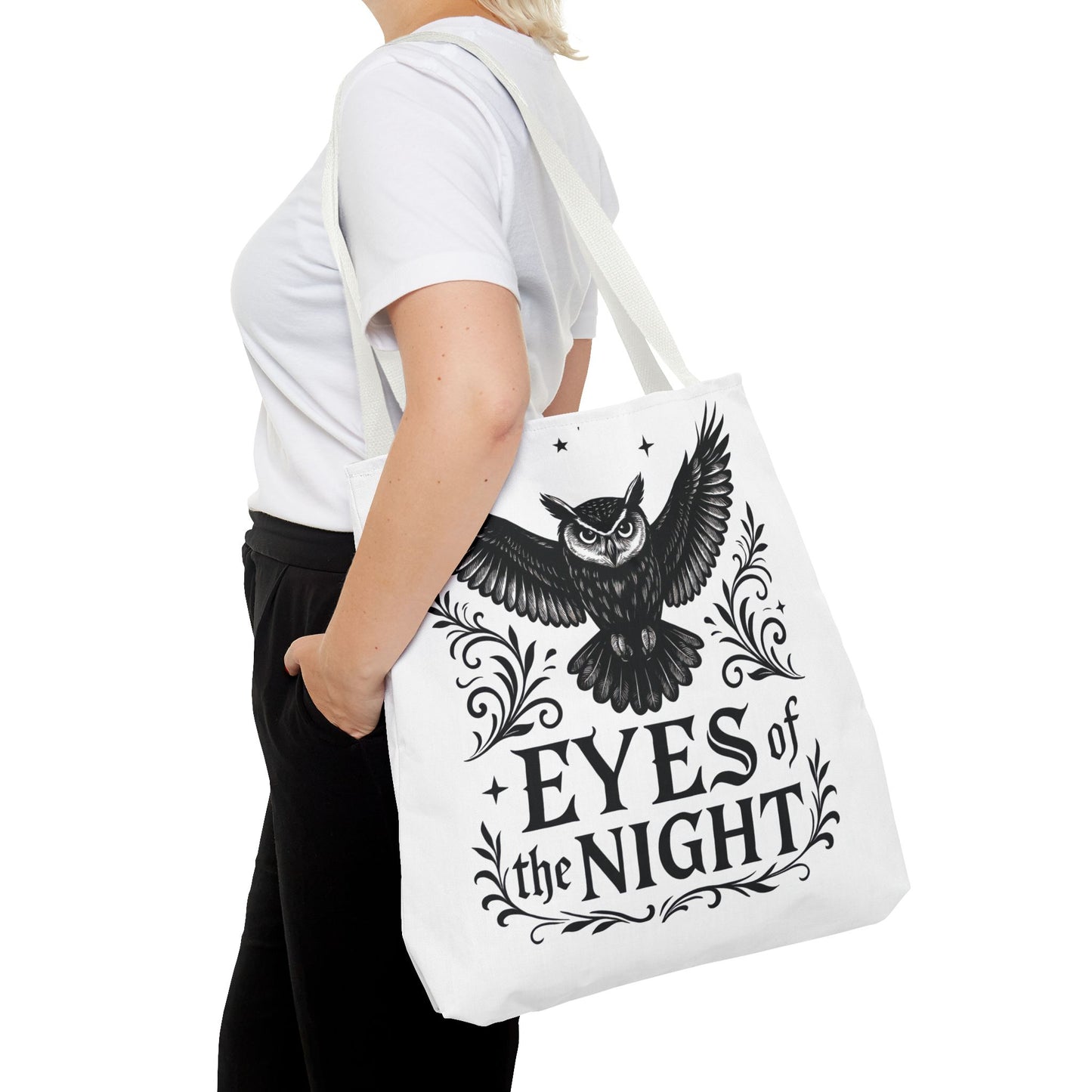 Eyes of the Night Owl Tote Bag, Artsy Shopping Bag, Eco-Friendly Carryall, Unique Gift for Animal Lovers, Halloween Decor, Beach Tote