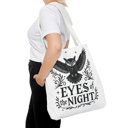 Eyes of the Night Owl Tote Bag, Artsy Shopping Bag, Eco-Friendly Carryall, Unique Gift for Animal Lovers, Halloween Decor, Beach Tote