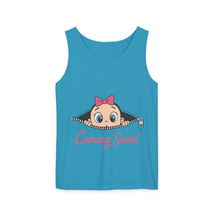 Coming Soon Maternity  Tank Top, Cute Baby Girl Pregnancy Announcement Shirt, Expecting Mom Gift, Gender Reveal Tank, Baby Shower Gift