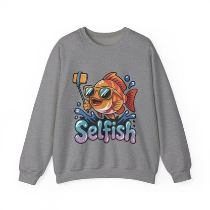 Selfish Womens Sweatshirt, Funny Selfie Pullover, Cute Ocean Pun Sweater, Playful Sea Life Gift, Fun Gift for Fish Lovers, Fishing Apparel