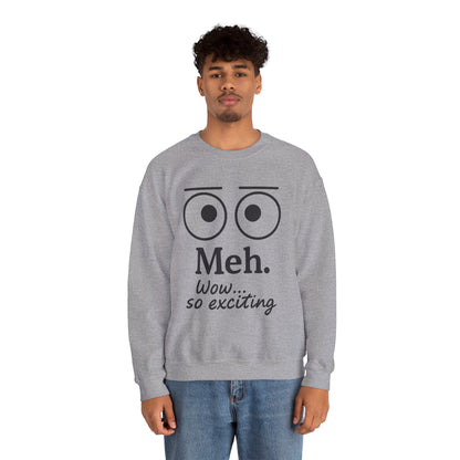 Mens Heavy Blend Crewneck with 'Meh' Design, Comfortable Apparel for Everyday Wear, Perfect for Relaxing