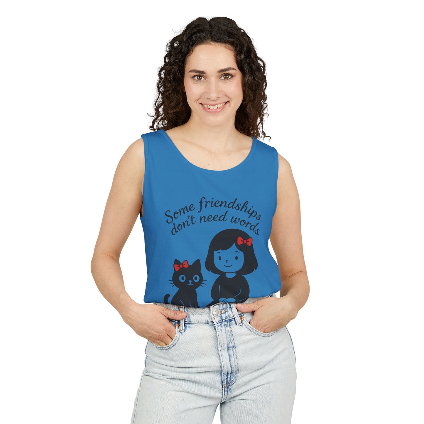 Friendship Tank Top, Cute Cat Lovers Gift, Womens Summer Apparel, Perfect for Casual Outings, Friendship Day, Cat Mom Tees