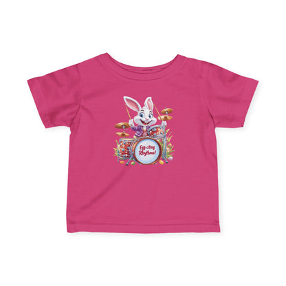 Baby Easter Bunny Drummer Tee - Cute Infant Music Shirt for 6-24 Months, Fun Spring Gift for Babies, Adorable Bunny Playing Drums
