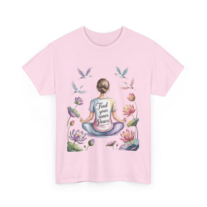 Find Your Inner Peace Womens Heavy Cotton Tee, Motivational Shirt, Meditation Apparel, Relaxation Gift, Casual Wear, Mindfulness Tee