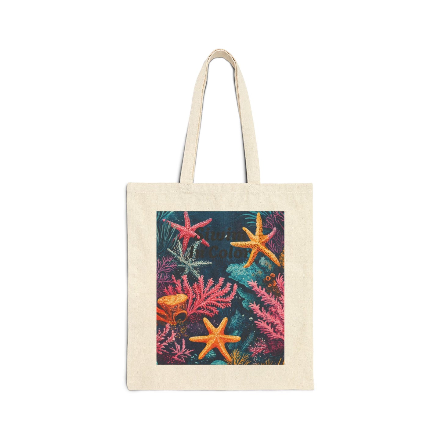 Ocean-Inspired Cotton Canvas Tote Bag, Artistic Starfish Design, Eco-Friendly Carryall, Beach Day Essential, Summer Gift, Boho Style