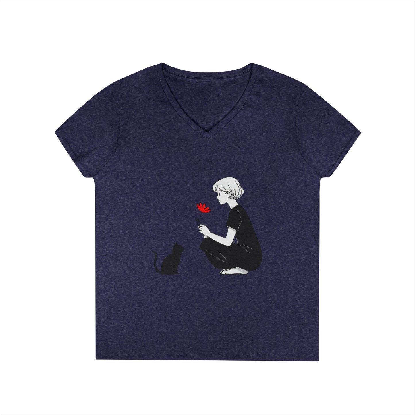 Cat Lover's V-Neck T-Shirt - Cute Graphic Tee for Pet Owners, Gifts for Cat Lovers, Animal Lover Apparel, Valentine's Day, Cat Love
