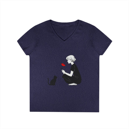 Cat Lover's V-Neck T-Shirt - Cute Graphic Tee for Pet Owners, Gifts for Cat Lovers, Animal Lover Apparel, Valentine's Day, Cat Love
