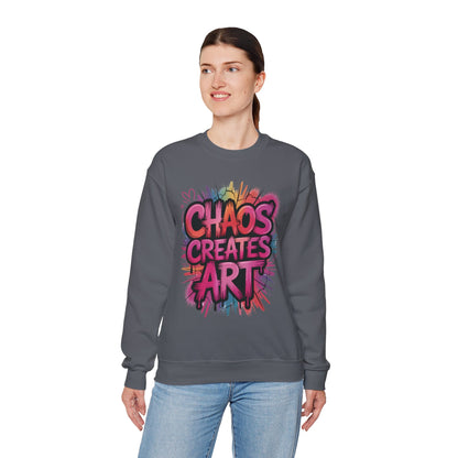 Women's Heavy Blend™ Crewneck Sweatshirt, Chaos Creates Art Graffiti Sweatshirt, Streetwear Sweatshirt