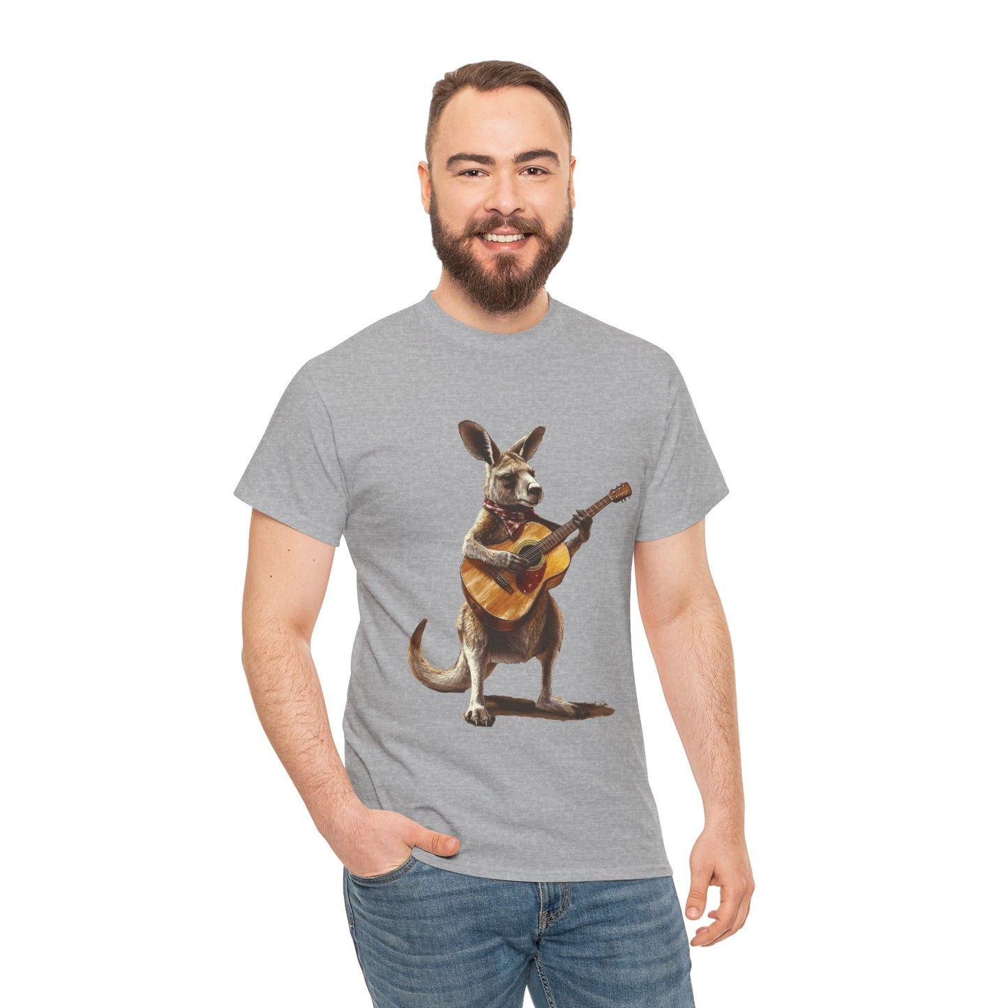 Kangaroo Musician Tee, Fun Graphic Shirt, Unisex Cotton Tee, Gift for Music Lovers, Aussie Music Lover Gift, Guitar Playing Kangaroo T-Shirt