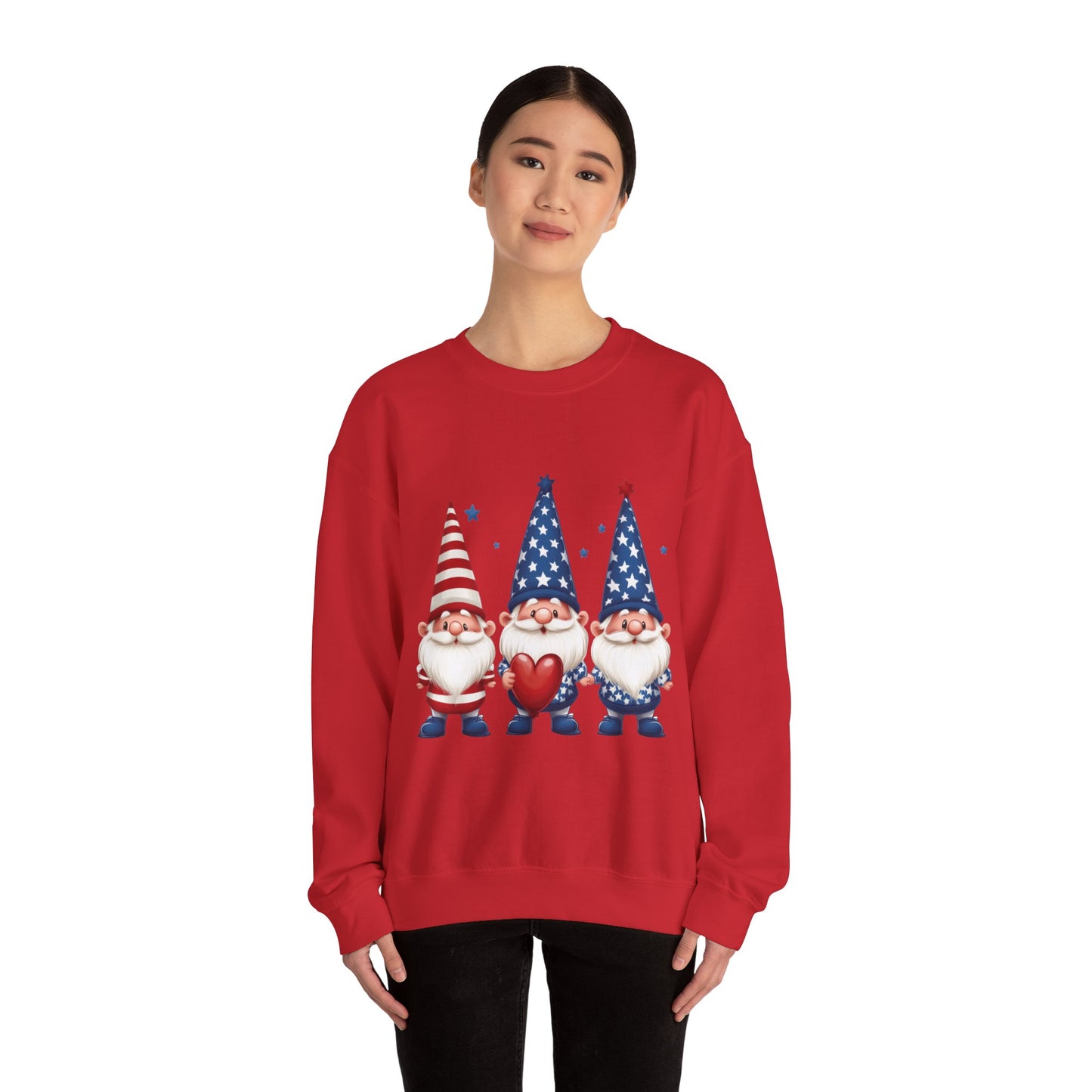 Patriotic Gnome Sweatshirt, Cozy Casual Wear for Independence Day, Gift for Gnome Lovers, 4th of July Apparel, All-Year Comfort