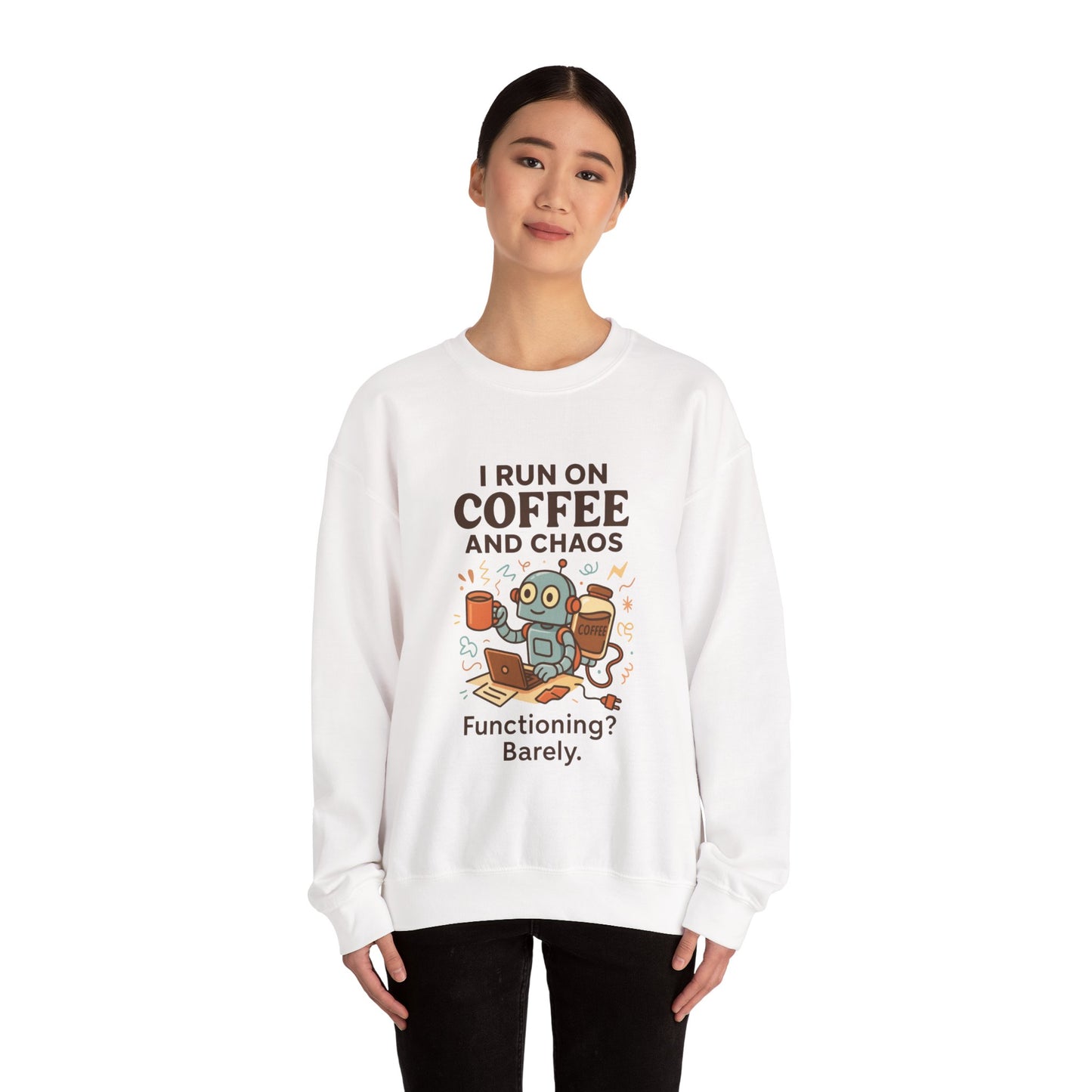 Coffee and Chaos Crewneck Sweatshirt, Funny Sweatshirt for Coffee Lovers, Unisex Gift, Cozy Everyday Wear, Ideal for Holidays