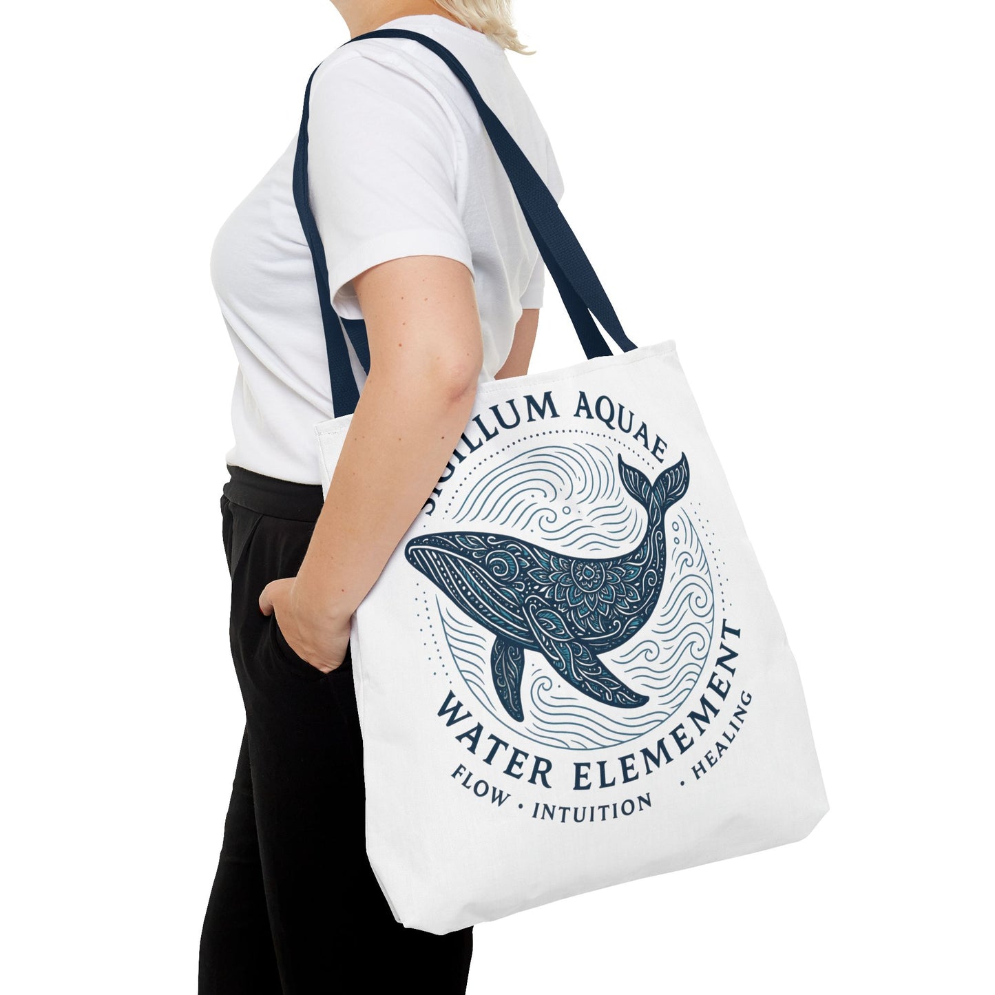 Whale Water Element Tote Bag: Spiritual Gift, Eco-Friendly, Beach Bag, Yoga Accessories, Meditation Essentials, Weekender Bag, Large Bag