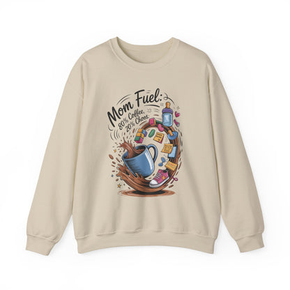Mom Fuel Unisex Crewneck Sweatshirt, Perfect for Coffee Lovers, Gifts for Moms, Cozy Casual Wear, Funny Graphic Sweatshirt, Mother's Day