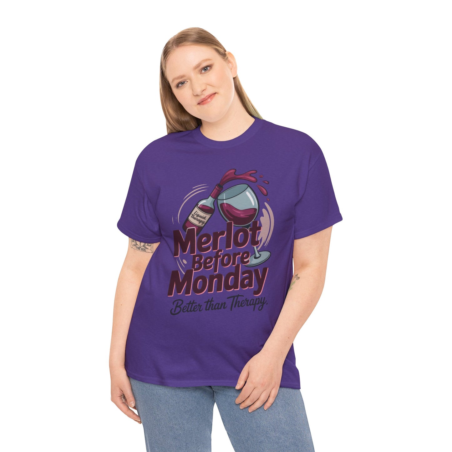 Merlot Before Monday Shirt Women, Funny Wine Tee, Better Than Therapy Tee, Wine Lover Gift