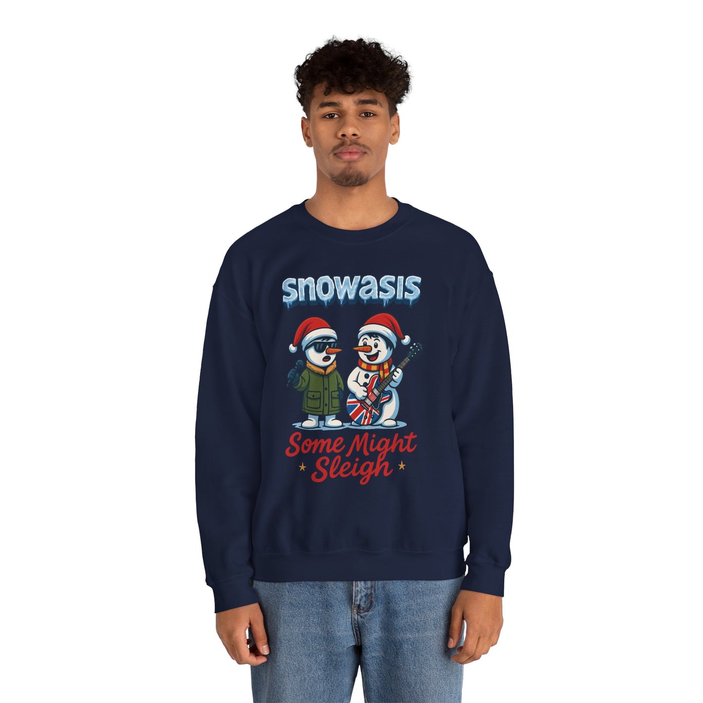 Snowasis Some Might Sleigh Men's Christmas Sweatshirt, Funny Rock Holiday Sweater