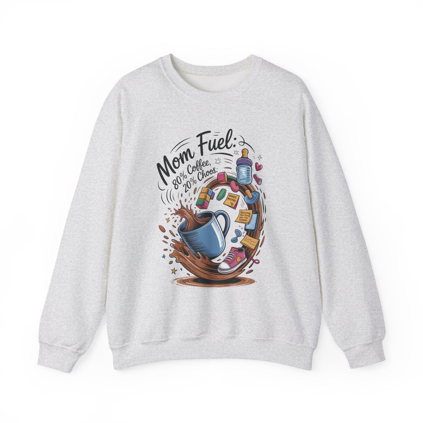Mom Fuel Unisex Crewneck Sweatshirt, Perfect for Coffee Lovers, Gifts for Moms, Cozy Casual Wear, Funny Graphic Sweatshirt, Mother's Day