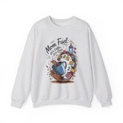 Mom Fuel Unisex Crewneck Sweatshirt, Perfect for Coffee Lovers, Gifts for Moms, Cozy Casual Wear, Funny Graphic Sweatshirt, Mother's Day