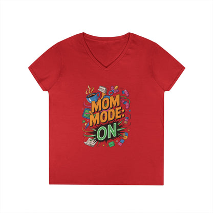Mom Mode On Ladies V-Neck T-Shirt, Gift for Mom, Mother's Day Gift, Mother's Day Humor T-Shirt, Cute Mama Life Graphic Tee