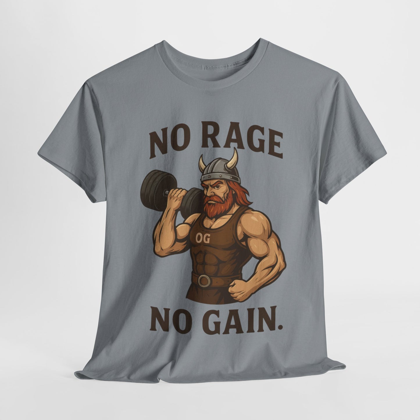 No Rage No Gain Viking Gym Shirt, Funny Muscle Workout Tee, Barbarian Fitness T-Shirt for Men, Powerlifting Humor Shirt, Viking Lifting Gift