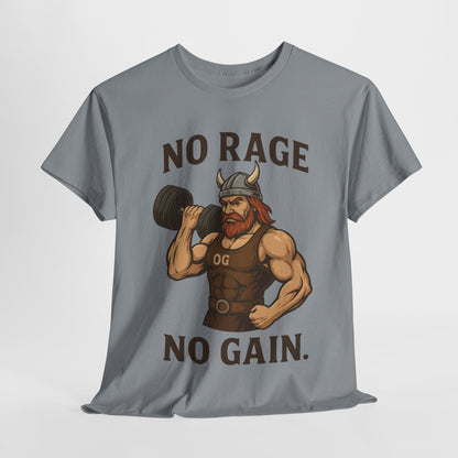 No Rage No Gain Viking Gym Shirt, Funny Muscle Workout Tee, Barbarian Fitness T-Shirt for Men, Powerlifting Humor Shirt, Viking Lifting Gift